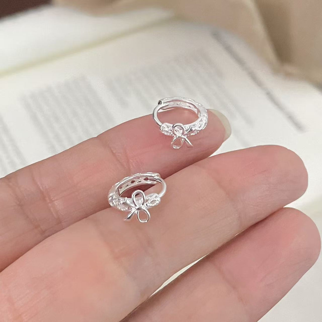 🎀 Sweet Ballet Bow Earrings | 925 Silver Ribbon Hoop Earrings