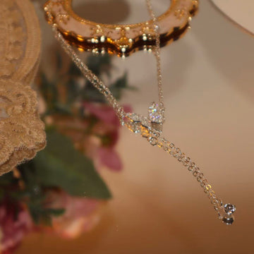 Dainty Butterfly Bow Necklace – Sparkly Adjustable Pendant for Women