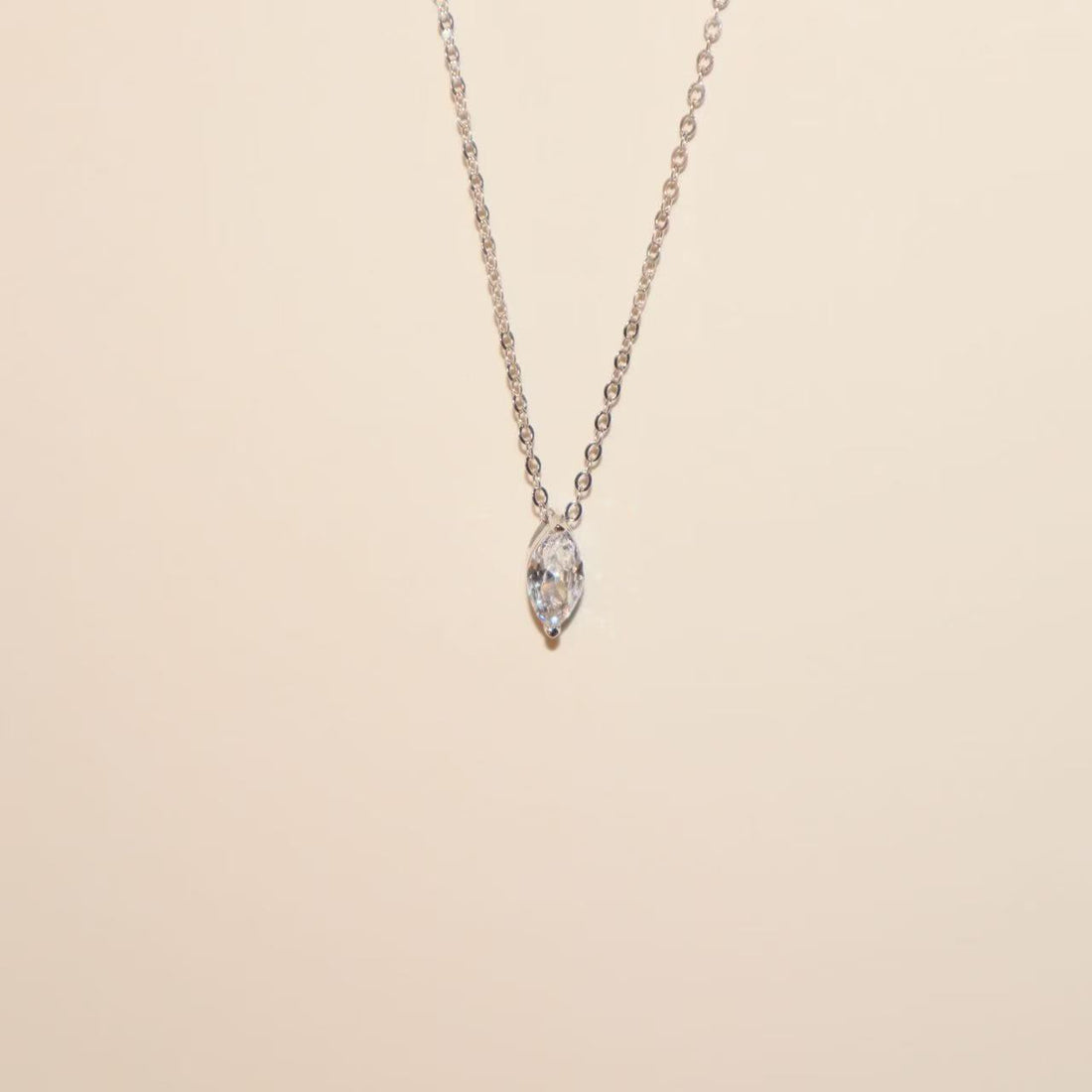 925 Sterling Silver Teardrop Cubic Zirconia Necklace | Minimalist Everyday Pendant