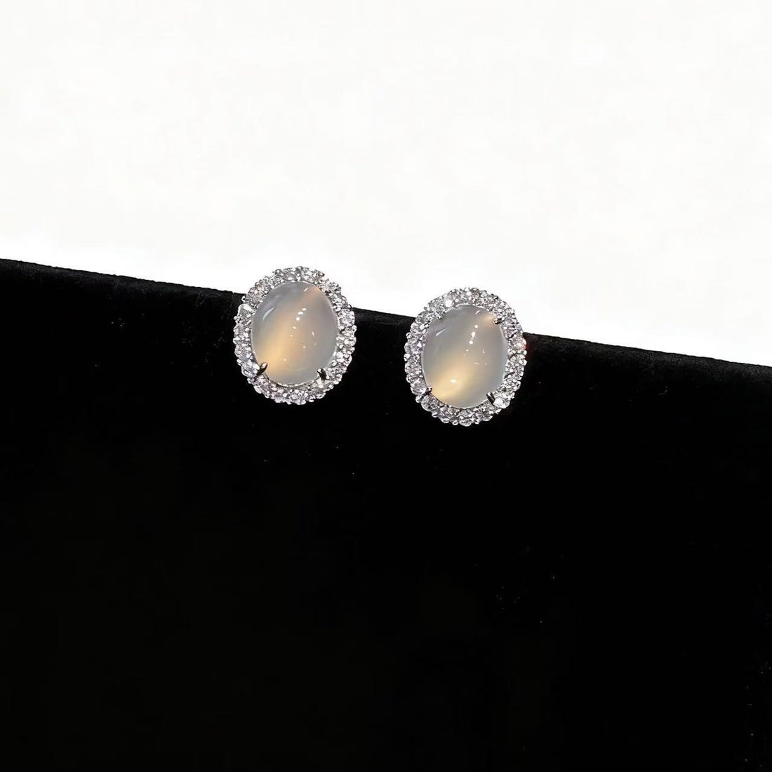 Luxury Natural Chalcedony Stud Earrings | 925 Sterling Silver Gemstone Earrings | Handmade Elegant Jewelry Gift for Her