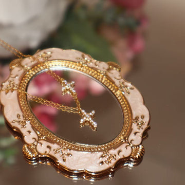 Double Cross Lariat Necklace – 18K Gold Plated 925 Sterling Silver