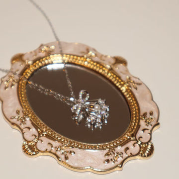 925 Sterling Silver Bow Necklace | Floral Wreath Pendant